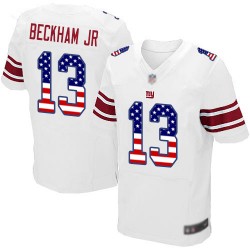 Elite Men's Odell Beckham Jr White Road Jersey - #13 Football New York Giants USA Flag Fashion