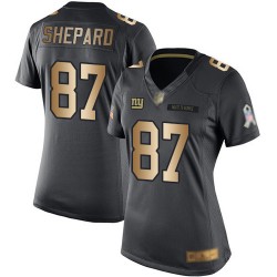 Limited Women's Sterling Shepard Black/Gold Jersey - #87 Football New York Giants Salute to Service