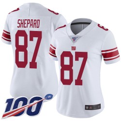 Limited Women's Sterling Shepard White Road Jersey - #87 Football New York Giants 100th Season Vapor Untouchable