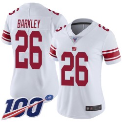 Limited Women's Saquon Barkley White Road Jersey - #26 Football New York Giants 100th Season Vapor Untouchable