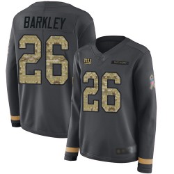Limited Women's Saquon Barkley Black Jersey - #26 Football New York Giants Salute to Service Therma Long Sleeve