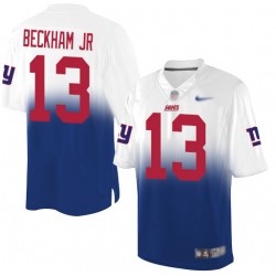 Elite Men's Odell Beckham Jr White/Royal Jersey - #13 Football New York Giants Fadeaway