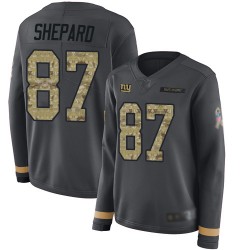 Limited Women's Sterling Shepard Black Jersey - #87 Football New York Giants Salute to Service Therma Long Sleeve