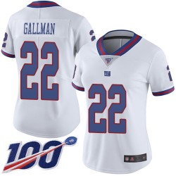 Limited Women's Wayne Gallman White Jersey - #22 Football New York Giants 100th Season Rush Vapor Untouchable