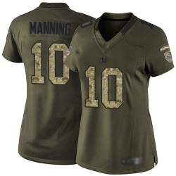 Elite Women's Eli Manning Green Jersey - #10 Football New York Giants Salute to Service