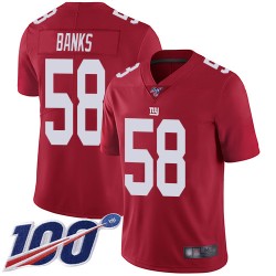 Limited Youth Carl Banks Red Jersey - #58 Football New York Giants 100th Season Inverted Legend