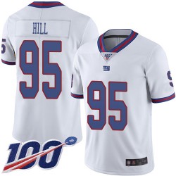 Limited Youth B.J. Hill White Jersey - #95 Football New York Giants 100th Season Rush Vapor Untouchable