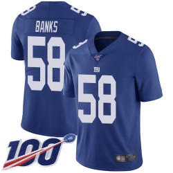 Limited Youth Carl Banks Royal Blue Home Jersey - #58 Football New York Giants 100th Season Vapor Untouchable