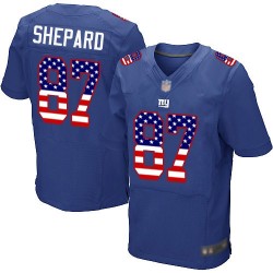 Elite Men's Sterling Shepard Royal Blue Home Jersey - #87 Football New York Giants USA Flag Fashion