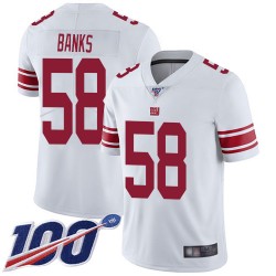 Limited Youth Carl Banks White Road Jersey - #58 Football New York Giants 100th Season Vapor Untouchable