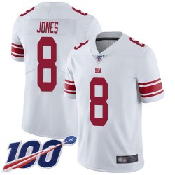 Limited Youth Daniel Jones White Road Jersey - #8 Football New York Giants 100th Season Vapor Untouchable
