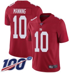Limited Youth Eli Manning Red Jersey - #10 Football New York Giants 100th Season Inverted Legend
