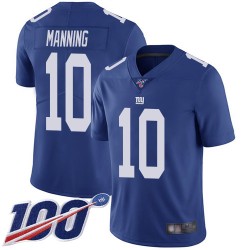 Limited Youth Eli Manning Royal Blue Home Jersey - #10 Football New York Giants 100th Season Vapor Untouchable