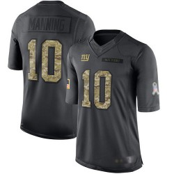 Limited Youth Eli Manning Black Jersey - #10 Football New York Giants 2016 Salute to Service