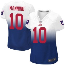 Elite Women's Eli Manning White/Royal Jersey - #10 Football New York Giants Fadeaway