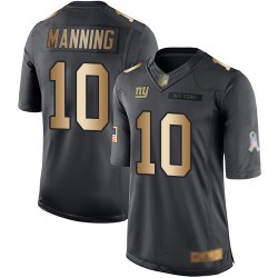 Limited Youth Eli Manning Black/Gold Jersey - #10 Football New York Giants Salute to Service