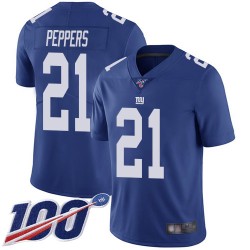 Limited Youth Jabrill Peppers Royal Blue Home Jersey - #21 Football New York Giants 100th Season Vapor Untouchable