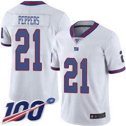 Limited Youth Jabrill Peppers White Jersey - #21 Football New York Giants 100th Season Rush Vapor Untouchable