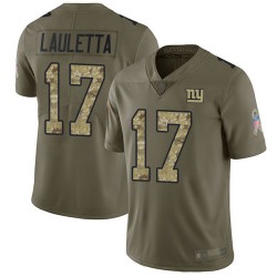 Limited Youth Kyle Lauletta Olive/Camo Jersey - #17 Football New York Giants 2017 Salute to Service
