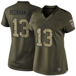 Elite Women's Odell Beckham Jr Green Jersey - #13 Football New York Giants Salute to Service