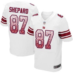 Elite Men's Sterling Shepard White Road Jersey - #87 Football New York Giants Drift Fashion