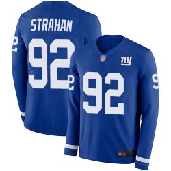 Limited Youth Michael Strahan Royal Blue Jersey - #92 Football New York Giants Therma Long Sleeve