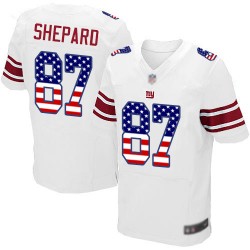 Elite Men's Sterling Shepard White Road Jersey - #87 Football New York Giants USA Flag Fashion