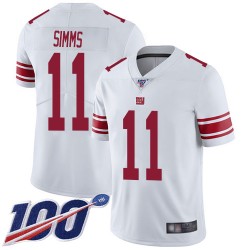Limited Youth Phil Simms White Road Jersey - #11 Football New York Giants 100th Season Vapor Untouchable