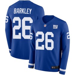 Limited Youth Saquon Barkley Royal Blue Jersey - #26 Football New York Giants Therma Long Sleeve