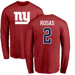 Aldrick Rosas Red Name & Number Logo - #2 Football New York Giants Long Sleeve T-Shirt