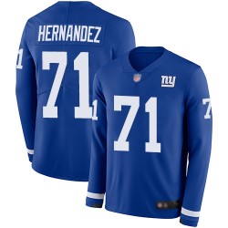 Limited Youth Will Hernandez Royal Blue Jersey - #71 Football New York Giants Therma Long Sleeve