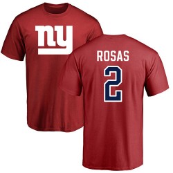 Aldrick Rosas Red Name & Number Logo - #2 Football New York Giants T-Shirt