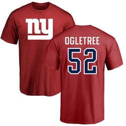 Alec Ogletree Red Name & Number Logo - #52 Football New York Giants T-Shirt