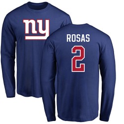 Aldrick Rosas Royal Blue Name & Number Logo - #2 Football New York Giants Long Sleeve T-Shirt