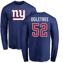 Alec Ogletree Royal Blue Name & Number Logo - #52 Football New York Giants Long Sleeve T-Shirt