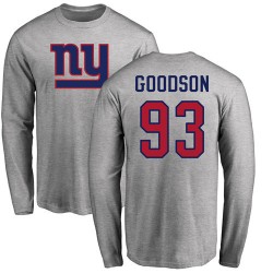 B.J. Goodson Ash Name & Number Logo - #93 Football New York Giants Long Sleeve T-Shirt