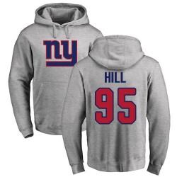 B.J. Hill Ash Name & Number Logo - #95 Football New York Giants Pullover Hoodie