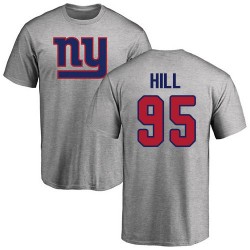 B.J. Hill Ash Name & Number Logo - #95 Football New York Giants T-Shirt