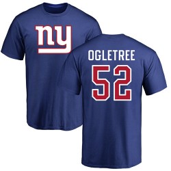 Alec Ogletree Royal Blue Name & Number Logo - #52 Football New York Giants T-Shirt