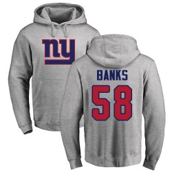 Carl Banks Ash Name & Number Logo - #58 Football New York Giants Pullover Hoodie