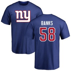 Carl Banks Royal Blue Name & Number Logo - #58 Football New York Giants T-Shirt