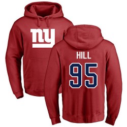 B.J. Hill Red Name & Number Logo - #95 Football New York Giants Pullover Hoodie