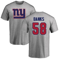 Carl Banks Ash Name & Number Logo - #58 Football New York Giants T-Shirt