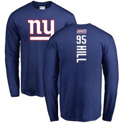 B.J. Hill Royal Blue Backer - #95 Football New York Giants Long Sleeve T-Shirt
