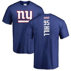 B.J. Hill Royal Blue Backer - #95 Football New York Giants T-Shirt