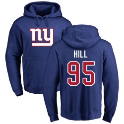 B.J. Hill Royal Blue Name & Number Logo - #95 Football New York Giants Pullover Hoodie