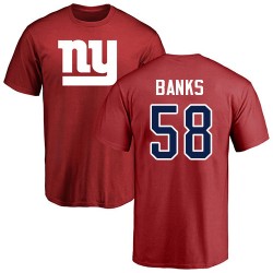 Carl Banks Red Name & Number Logo - #58 Football New York Giants T-Shirt