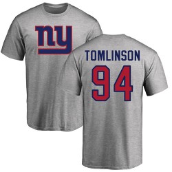 Dalvin Tomlinson Ash Name & Number Logo - #94 Football New York Giants T-Shirt