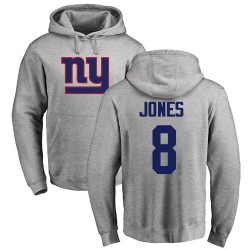 Daniel Jones Ash Name & Number Logo - #8 Football New York Giants Pullover Hoodie