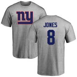 Daniel Jones Ash Name & Number Logo - #8 Football New York Giants T-Shirt